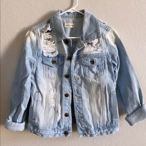Mind Code Distressed Bleached Denim Jean Jacket
